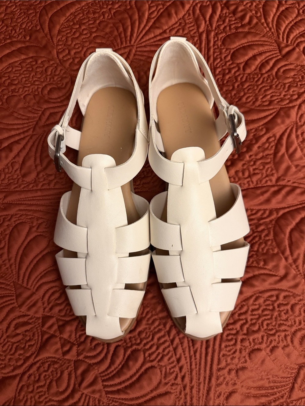 Old Navy White Leather-Look Fisherman Sandals